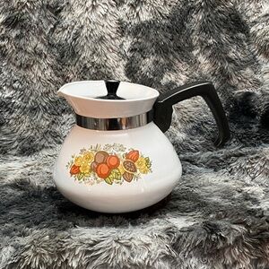 Vintage Corning Ware Spice Of Life Tea Pot 6 Cup Metal Lid